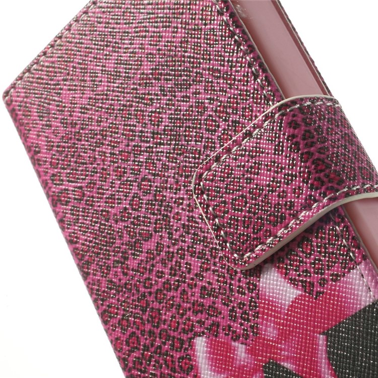 For iPhone 4s 4 Magnetic Rose Leopard & Bowknot Pattern Leather Wallet Stand Cover-7