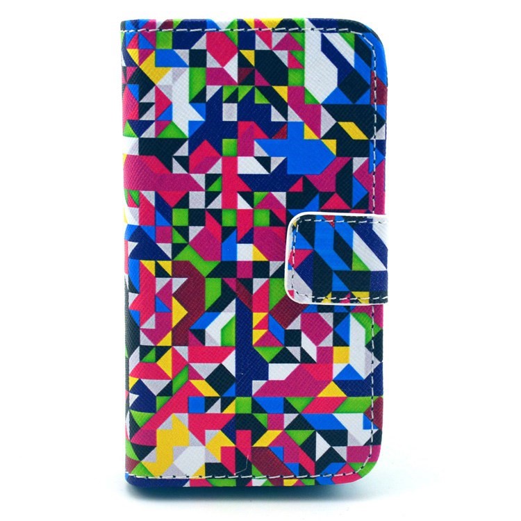 Colorful Seamless Geometric Pattern for iPhone 4S 4 Leather Flip Wallet Cover-1