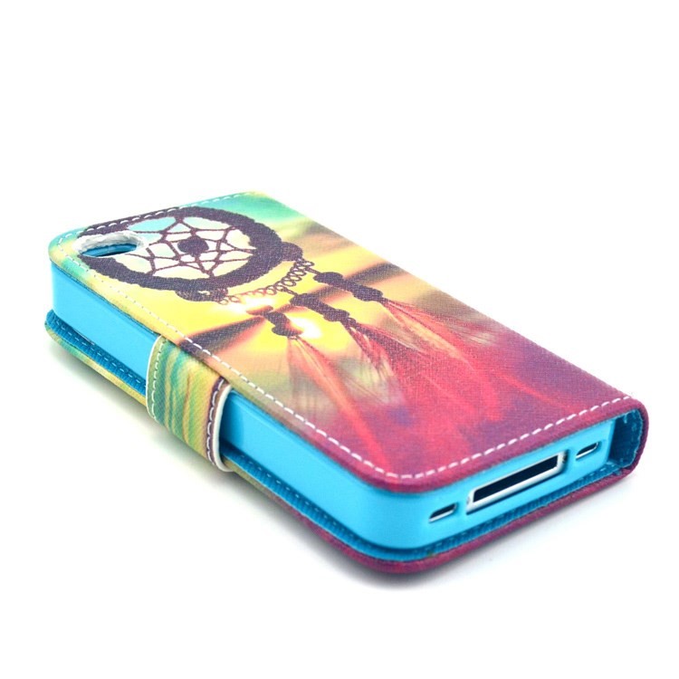 Sunset Dream Catcher Wallet Leather Shell Case with Stand for iPhone 4 4s-4