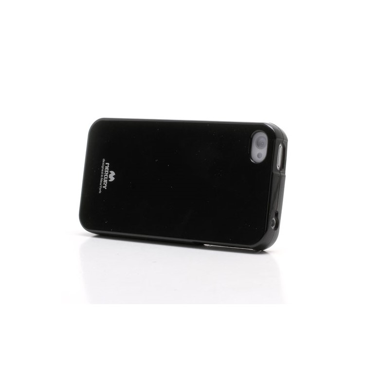 Mercury Shimmering Powder TPU Gel Case Cover for iPhone 4 4S - Black-3