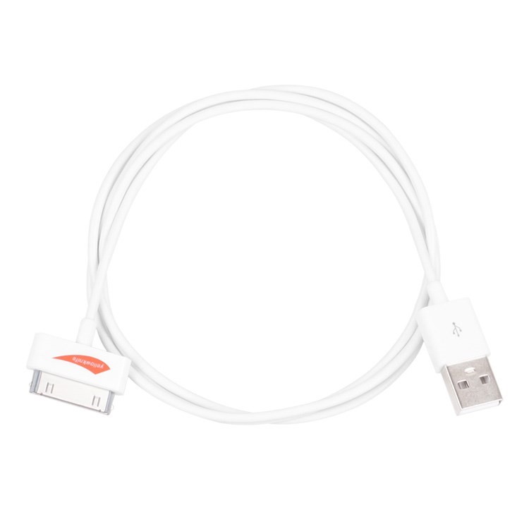 YellowKnife MFi Certified IOS7 1M 30pin USB Sync Charger Round Cord for iPhone 4S 4 iPad 2 3 iPod Touch 3 4 - White-2