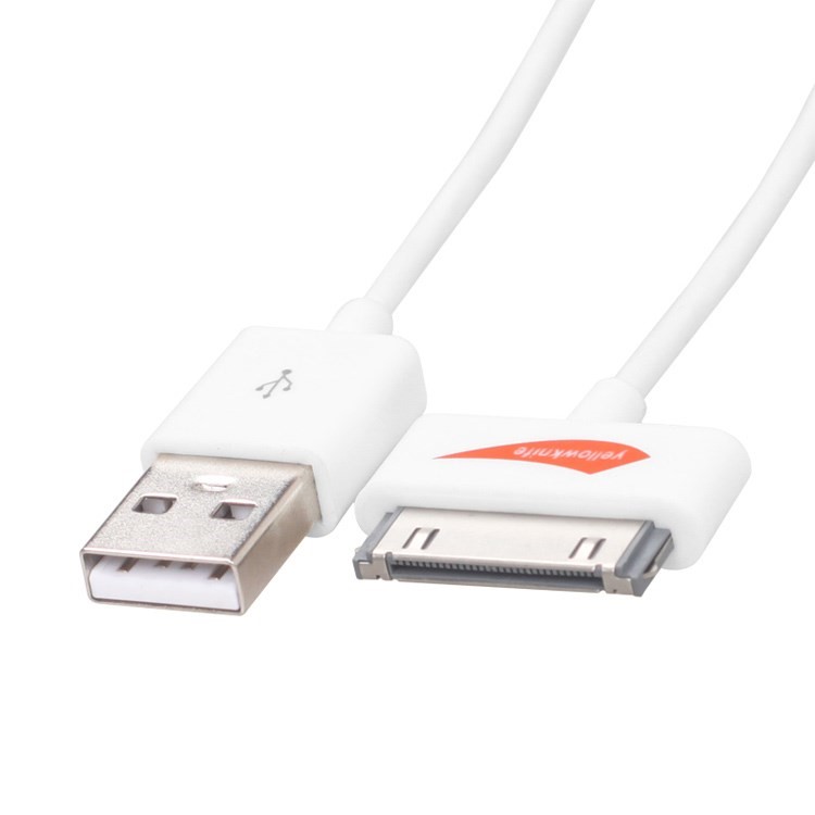 YellowKnife MFi Certified IOS7 1M 30pin USB Sync Charger Round Cord for iPhone 4S 4 iPad 2 3 iPod Touch 3 4 - White-5