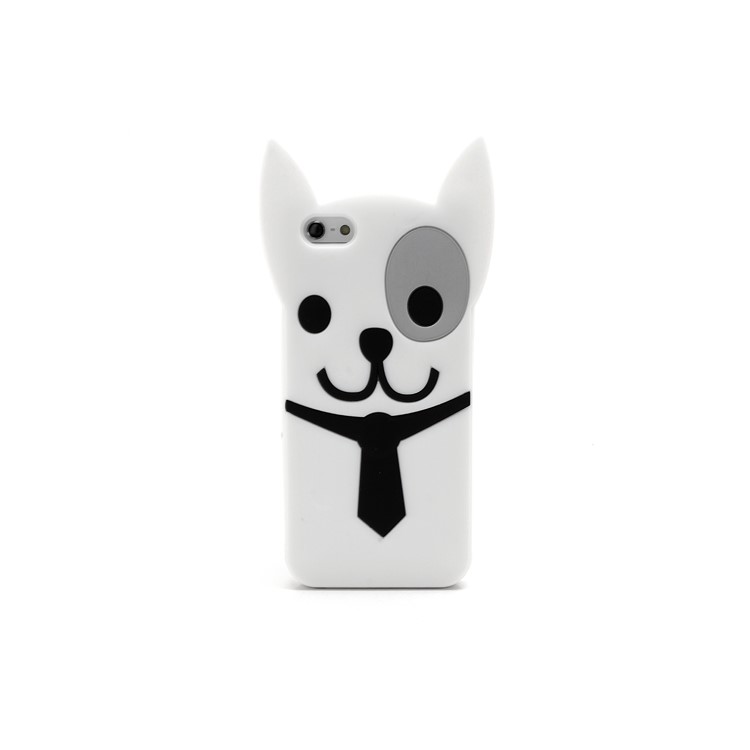 3D Lovely Dog Silicone Jelly Cover for iPhone 5 - White