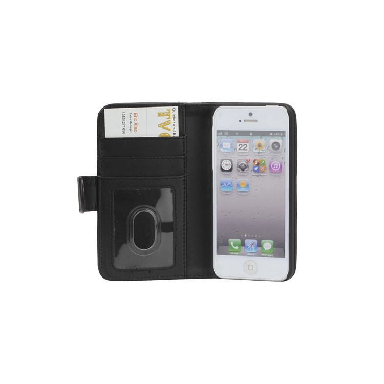 Wallet Leather Flip Credit Card Case Cover for iPhone 5 - Black-2