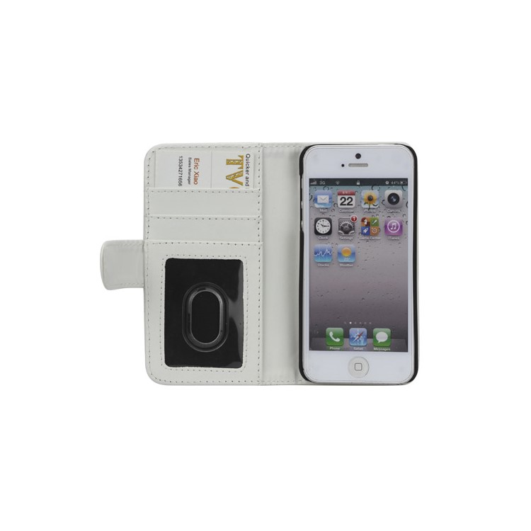 Wallet Leather Flip Credit Card Case Cover for iPhone 5 - White-2