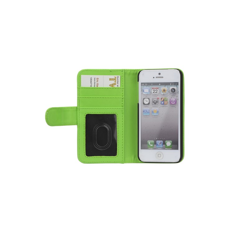 Wallet Leather Flip Credit Card Case Cover for iPhone 5 - Green-2