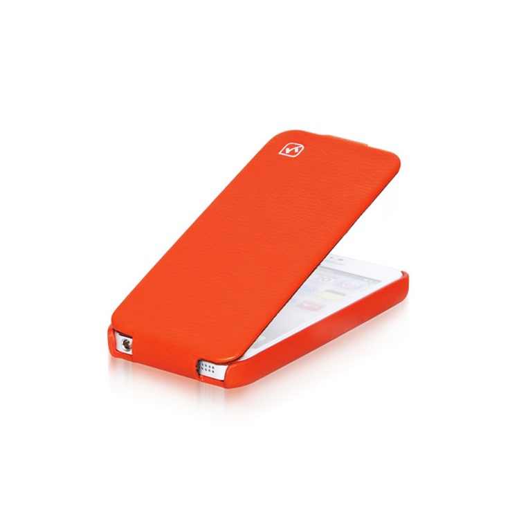 HOCO Duke Vertical Genuine Leather Flip Case Cover for iPhone 5 - Orange