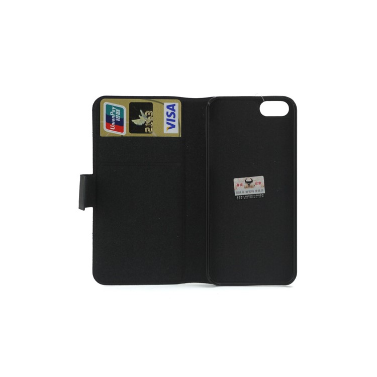 Doormoon Genuine Real Wallet Leather Case for iPhone 5 with Stand - Black-5