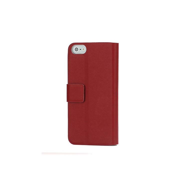 Doormoon Genuine Real Wallet Leather Case for iPhone 5 with Stand - Red-2