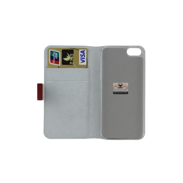 Doormoon Genuine Real Wallet Leather Case for iPhone 5 with Stand - Red-5