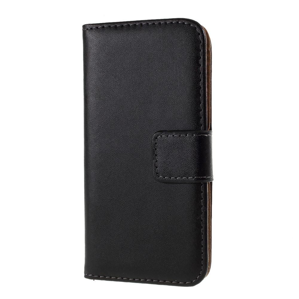 Tarjeta De Crédito Magnética De Cuero Magnético Genuino Estilo De Cartera Folio Stand Case Para IPhone SE 5S 5 - Negro