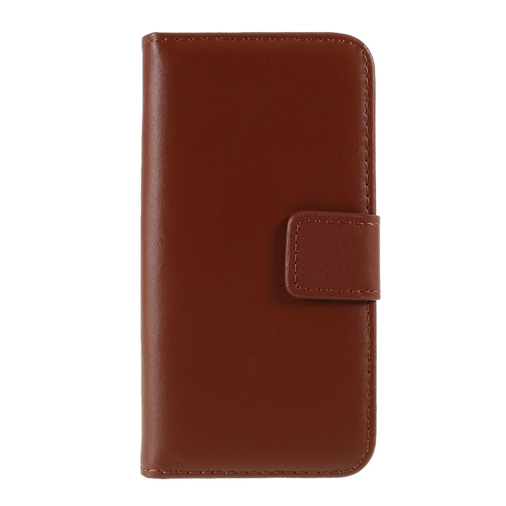 Genuine Split Leather Magnetic Credit Card Wallet Style Folio Stand Case for iPhone 5 - Coffee-1