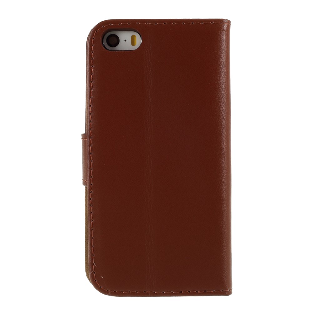 Genuine Split Leather Magnetic Credit Card Wallet Style Folio Stand Case for iPhone 5 - Coffee-3