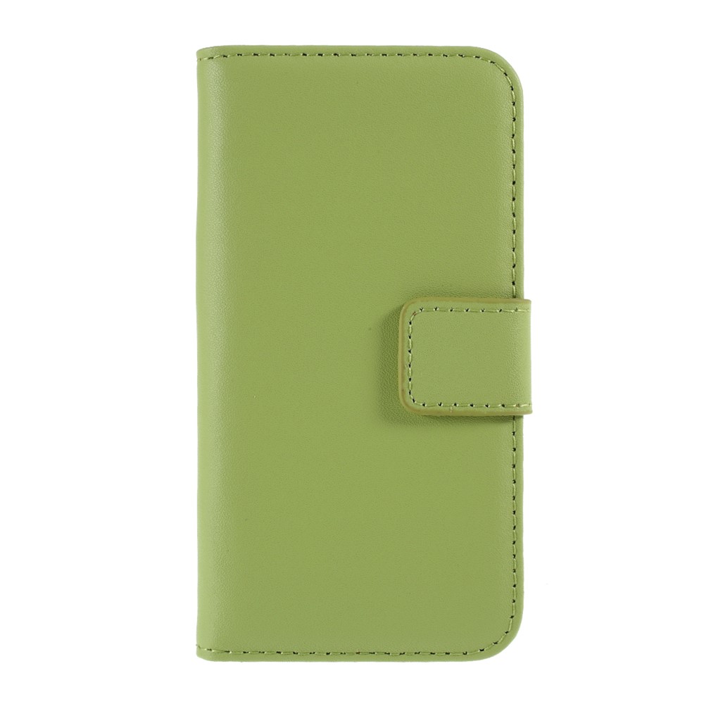 Genuine Split Leather Magnetic Credit Card Wallet Style Folio Stand Case for iPhone 5 - Green-1