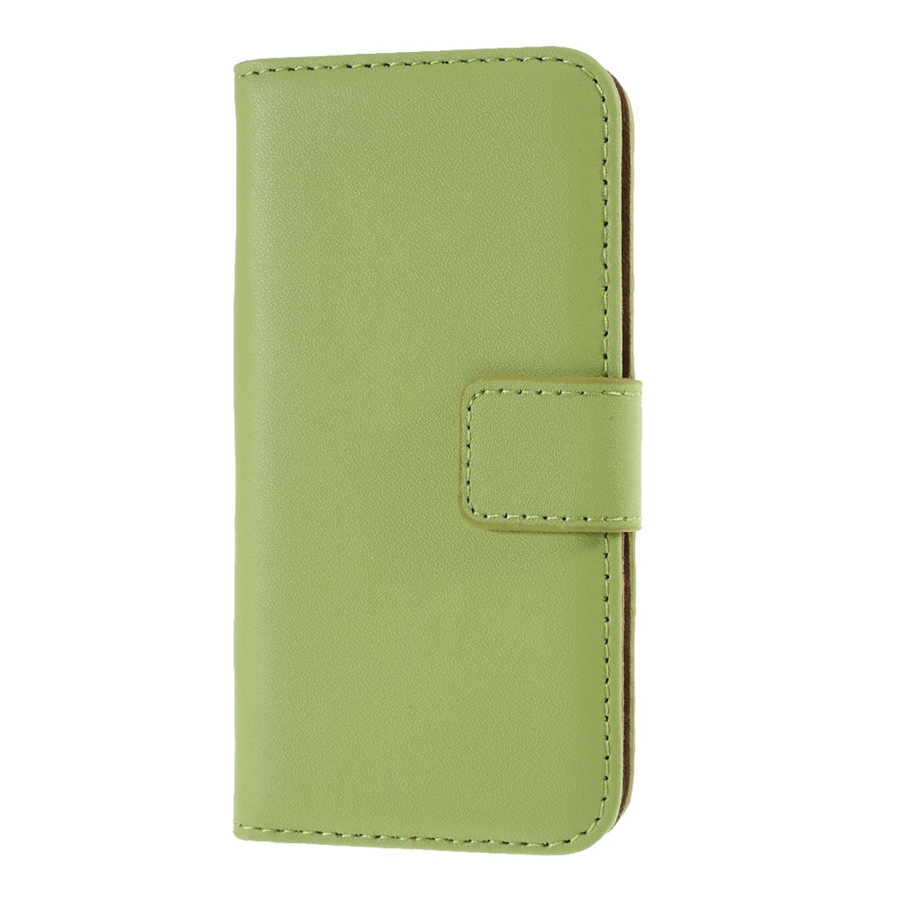 Genuine Split Leather Magnetic Credit Card Wallet Style Folio Stand Case for iPhone 5 - Green-2
