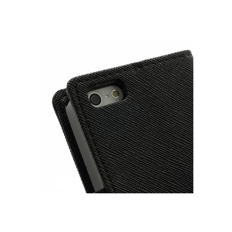 Mercury Fancy Diary Wallet Style Leather Stand Case Cover for iPhone 5 - Black-9