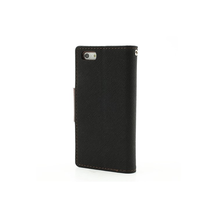 Mercury Fancy Diary Wallet Style Leather Stand Case Cover for iPhone 5 - Brown / Black-2