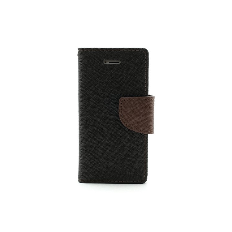 Mercury Fancy Diary Wallet Style Leather Stand Case Cover for iPhone 5 - Brown / Black-3