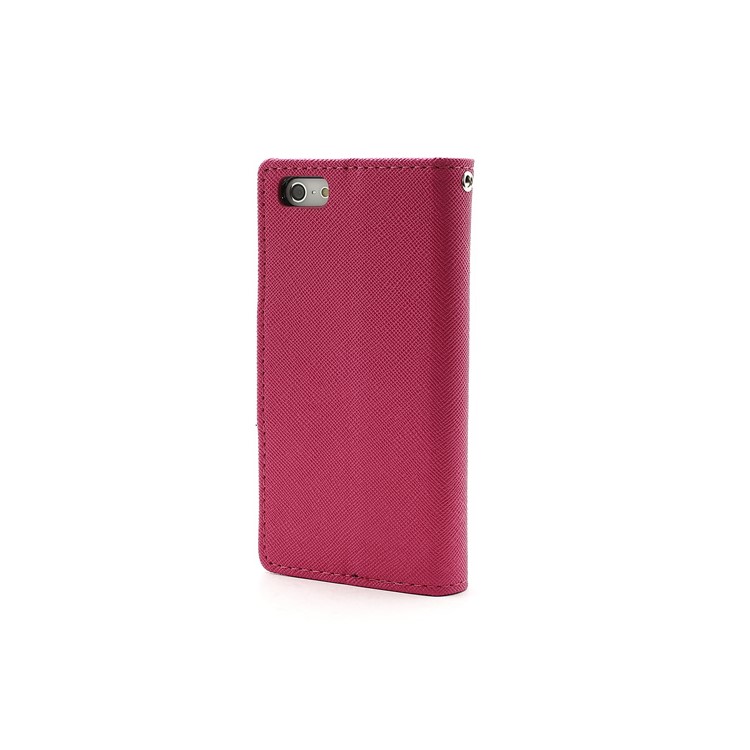 Mercury Fancy Diary Wallet Style Leather Stand Case Cover for iPhone 5 - Dark Blue / Rose-2