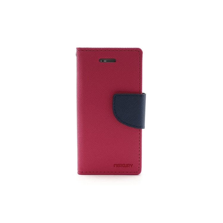 Mercury Fancy Diary Wallet Style Leather Stand Case Cover for iPhone 5 - Dark Blue / Rose-3