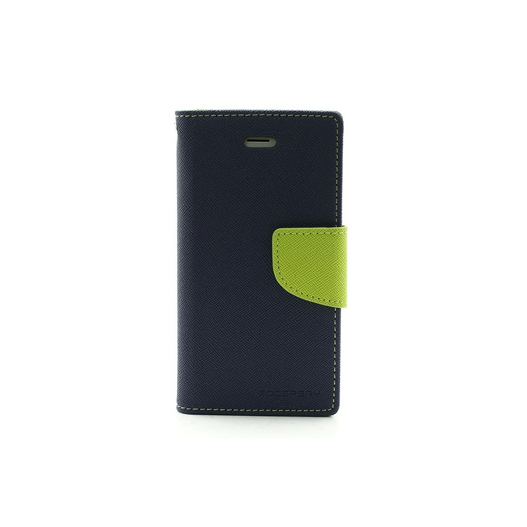 Mercury Fancy Diary Wallet Style Leather Stand Case Cover for iPhone 5 - Green / Dark Blue-3