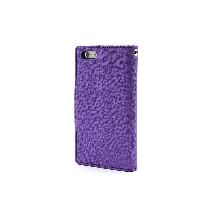Mercury Fancy Diary Wallet Style Leather Stand Case Cover for iPhone 5 - Dark Blue / Purple-2