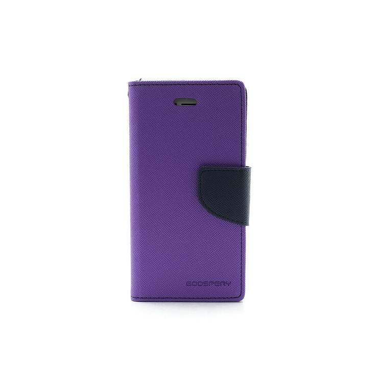 Mercury Fancy Diary Wallet Style Leather Stand Case Cover for iPhone 5 - Dark Blue / Purple-3