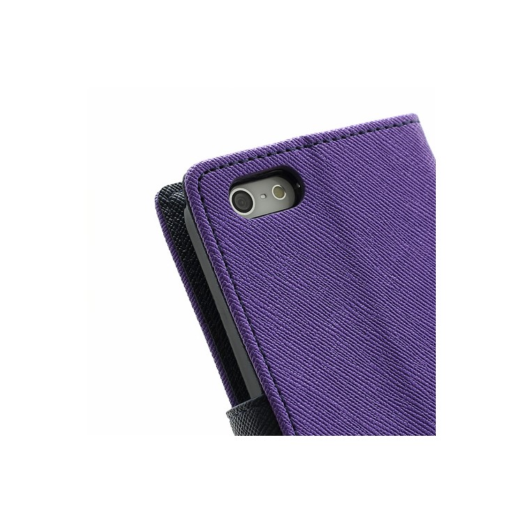 Mercury Fancy Diary Wallet Style Leather Stand Case Cover for iPhone 5 - Dark Blue / Purple-4