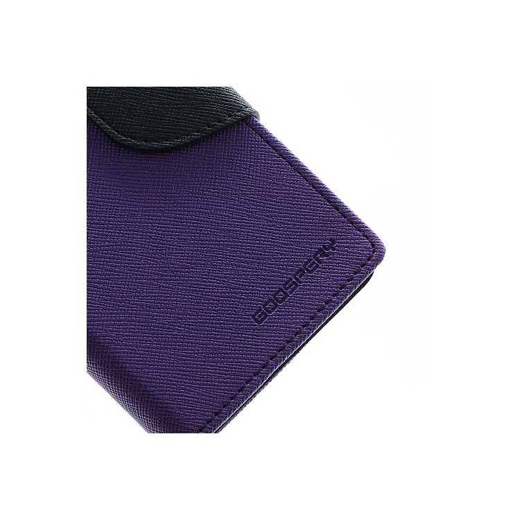 Mercury Fancy Diary Wallet Style Leather Stand Case Cover for iPhone 5 - Dark Blue / Purple-5