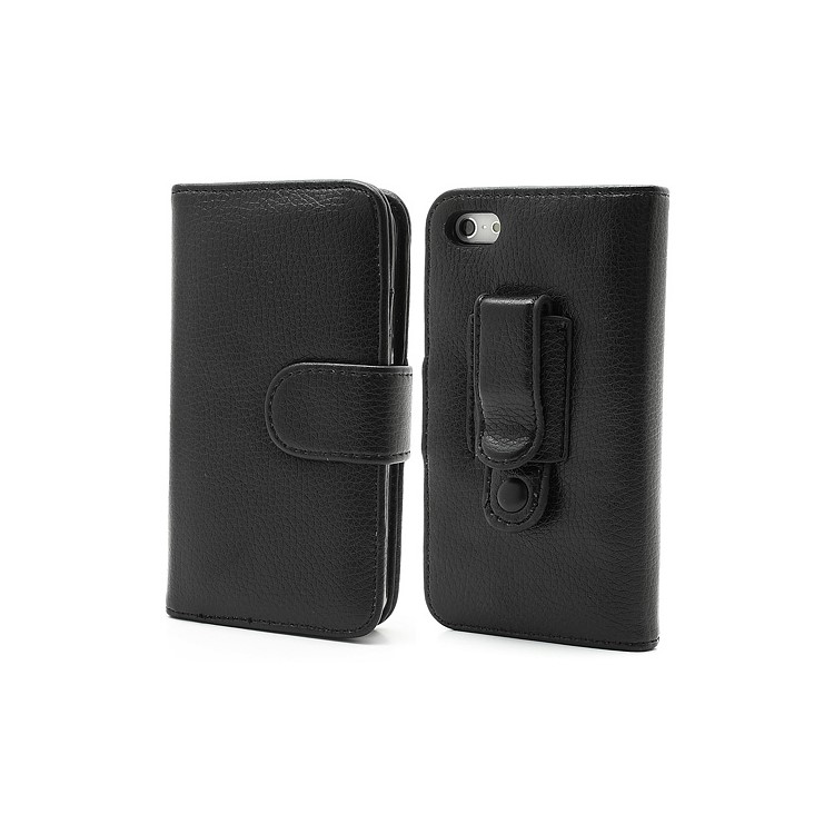 Black Detachable Belt Clip Leather Wallet Case for iPhone 5-1