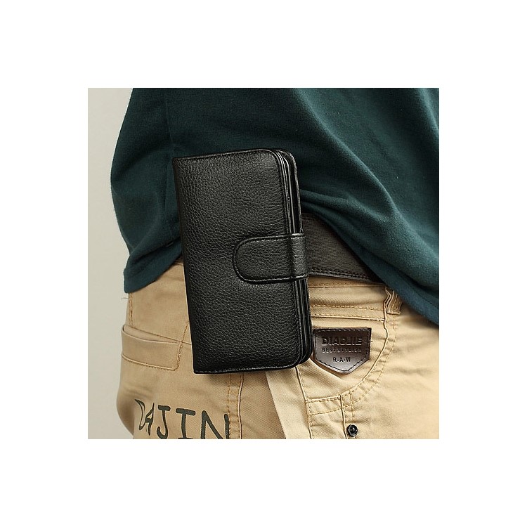 Black Detachable Belt Clip Leather Wallet Case for iPhone 5-4