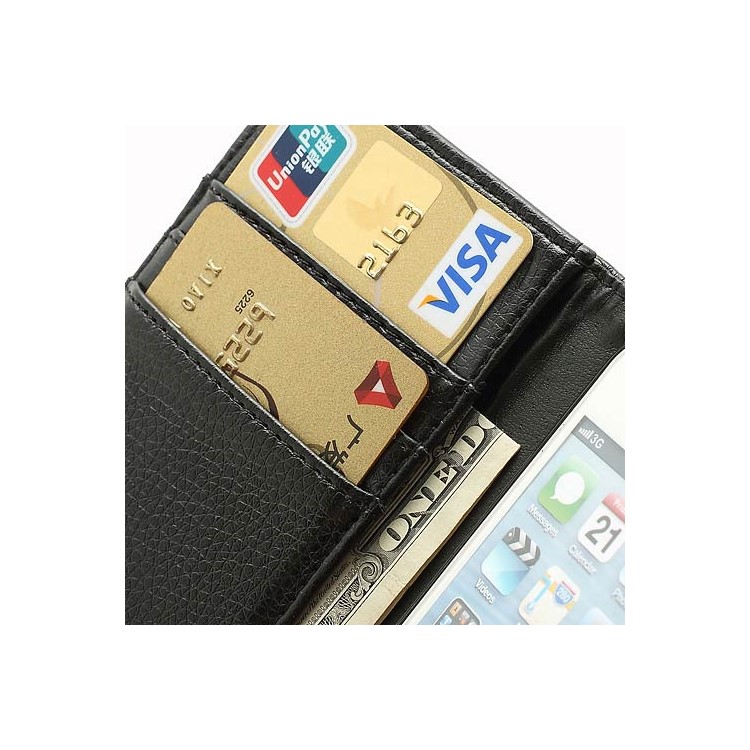 Black Detachable Belt Clip Leather Wallet Case for iPhone 5-8