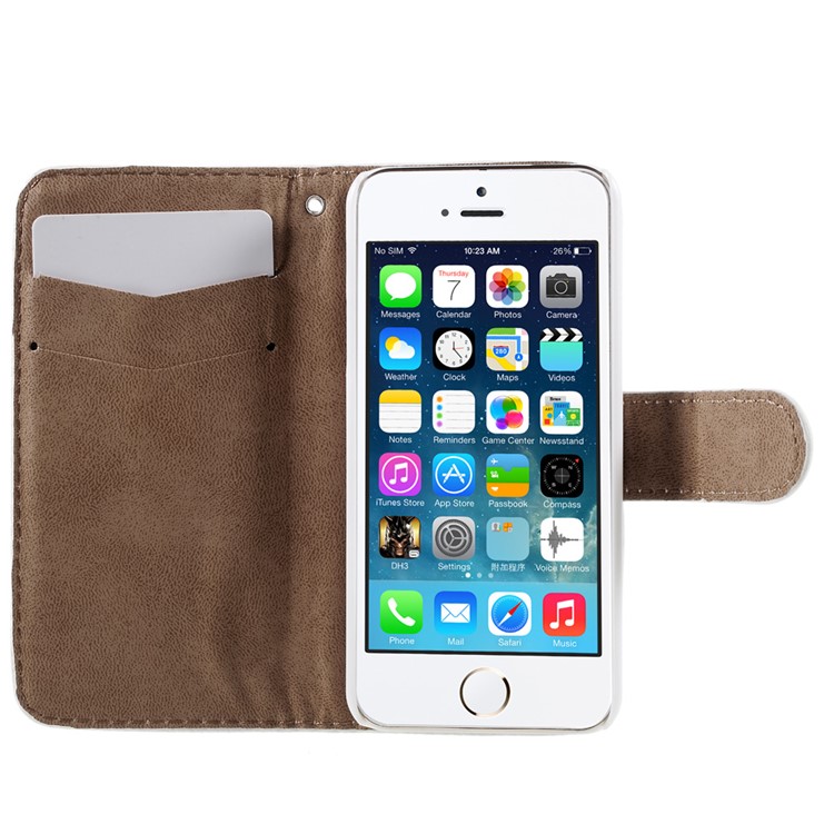 Elegant Bling Diamante Flower iPhone 5 Leather Cover Stand-7