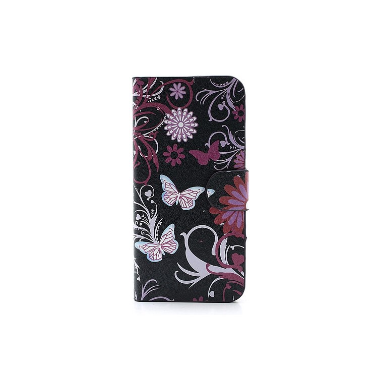 Butterfly & Flower Card Slot Leather Stand Case Shell for iPhone 5-2