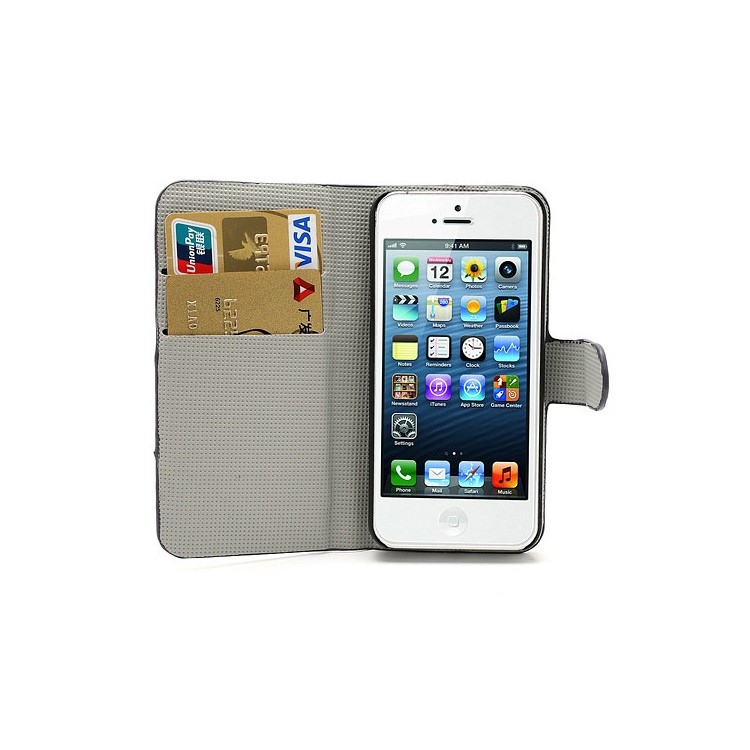 Butterfly & Flower Card Slot Leather Stand Case Shell for iPhone 5-6