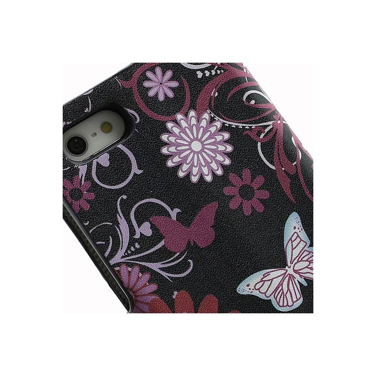 Butterfly & Flower Card Slot Leather Stand Case Shell for iPhone 5-9