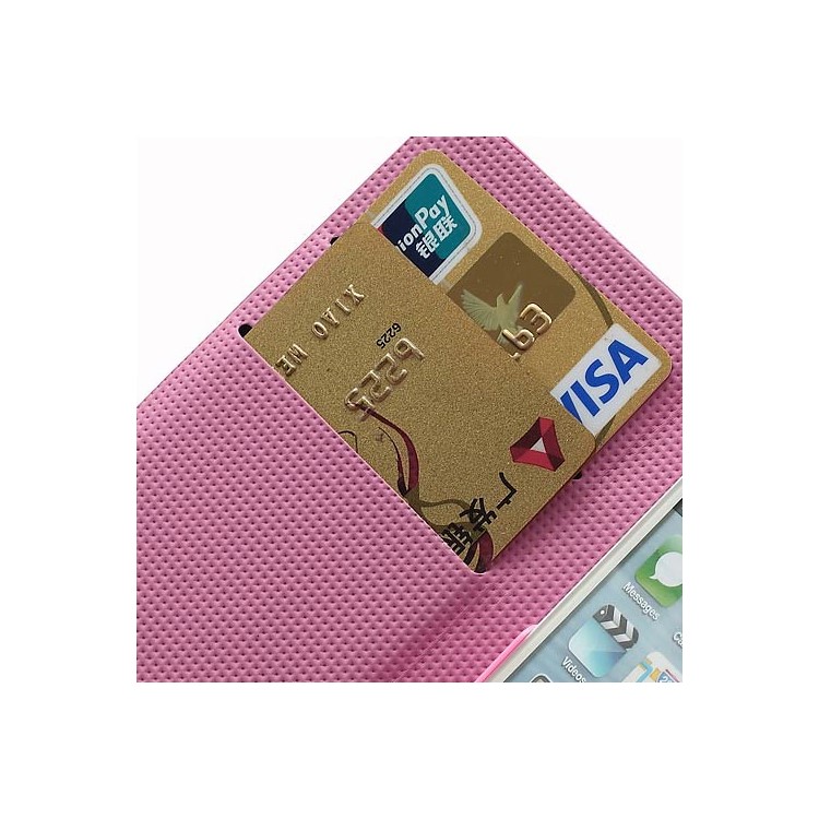 Pink Plum Magnetic Leather Case Cover with Card Slots & Stand for iPhone 5-10