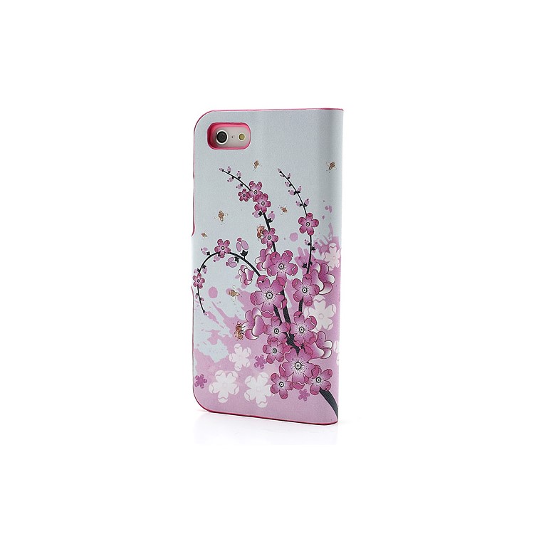 Pink Plum Magnetic Leather Case Cover with Card Slots & Stand for iPhone 5-3