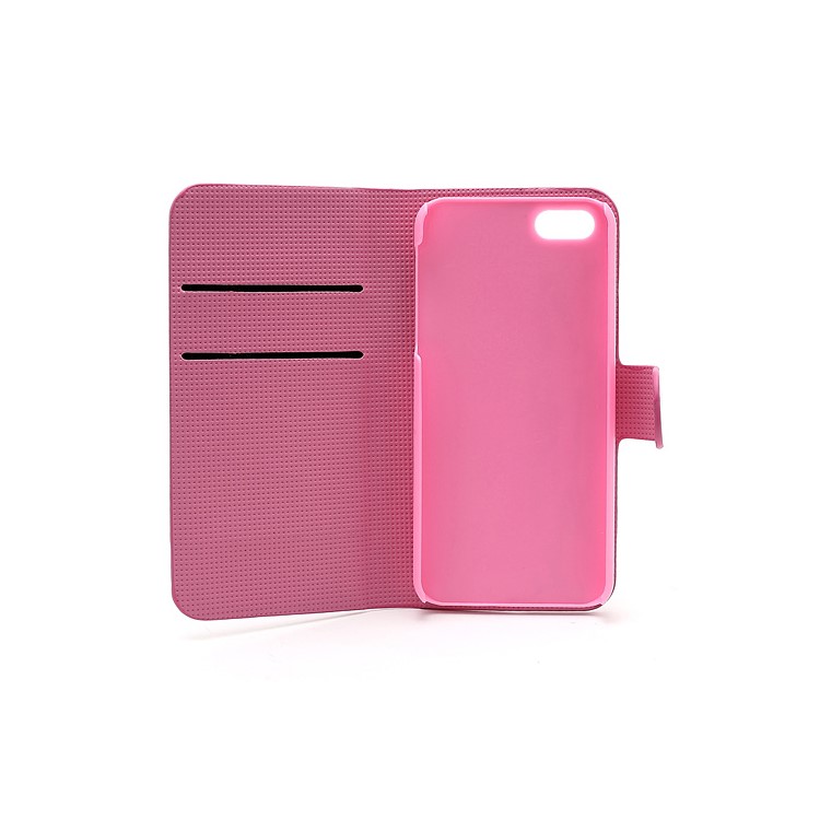 Pink Plum Magnetic Leather Case Cover with Card Slots & Stand for iPhone 5-7
