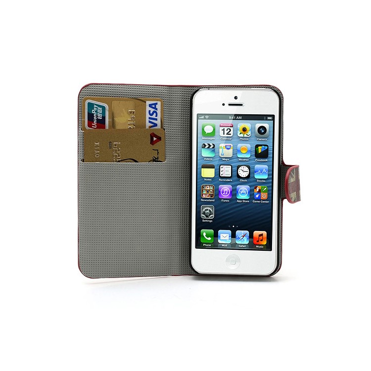 iPhone 5 Vintage Union Jack Flag Magnetic Wallet Leather Case Stand-6