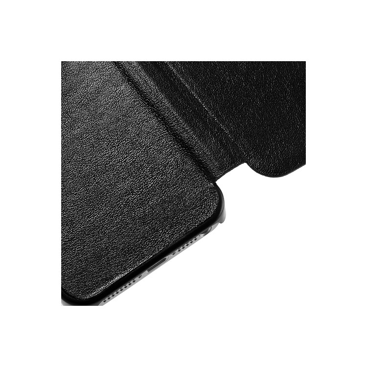 Slim Textured PU Leather Case Open Window for iPhone 5 - Black-6