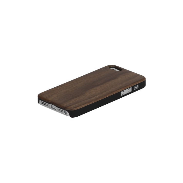 Real Genuine Walnut Wood Wooden Case Cover for iPhone 5 5s - Black Edge-3