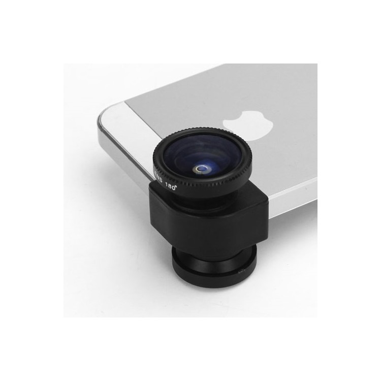 3in1 Fisheye Lens + Wide Angle + Micro Lens Phone Kit Set for iPhone 5 5s - Black-3