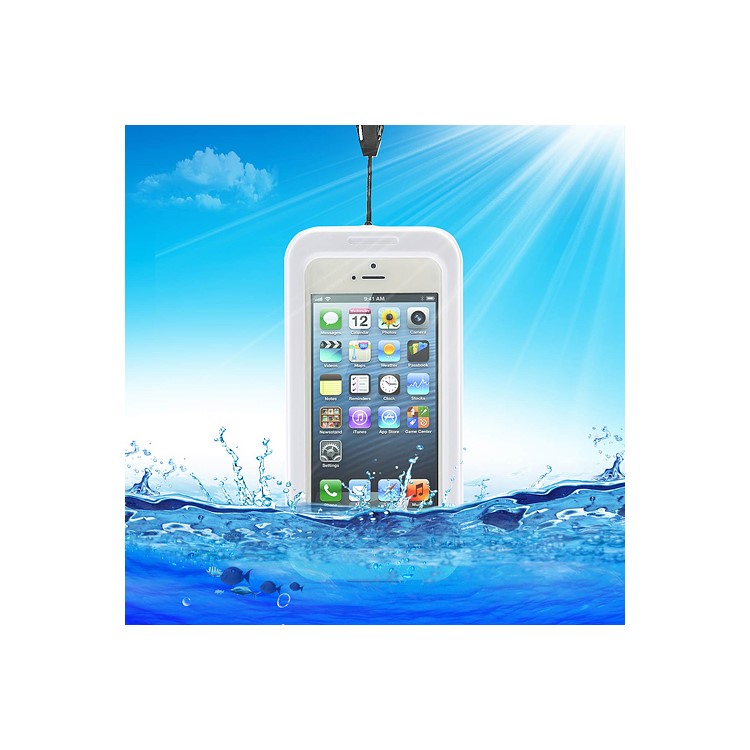 IPX-8 Universal Waterproof Case Cover for iPhone 5 4S 4 + Neck Strap - White-1