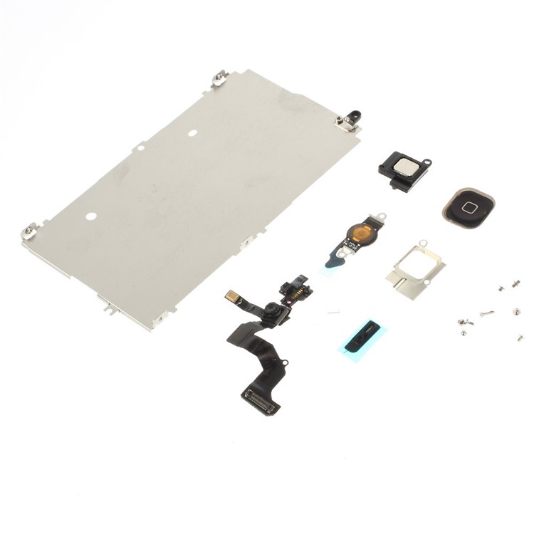 OEM Iron Plate + Home Button + Front Camera with Sensor Flex Cable + Front Camera Holder + Sensor IC Holder + Home Button Flex Cable + Earpiece Mesh + Earpiece + Earpiece Bracket + Screws for iPhone 5-1