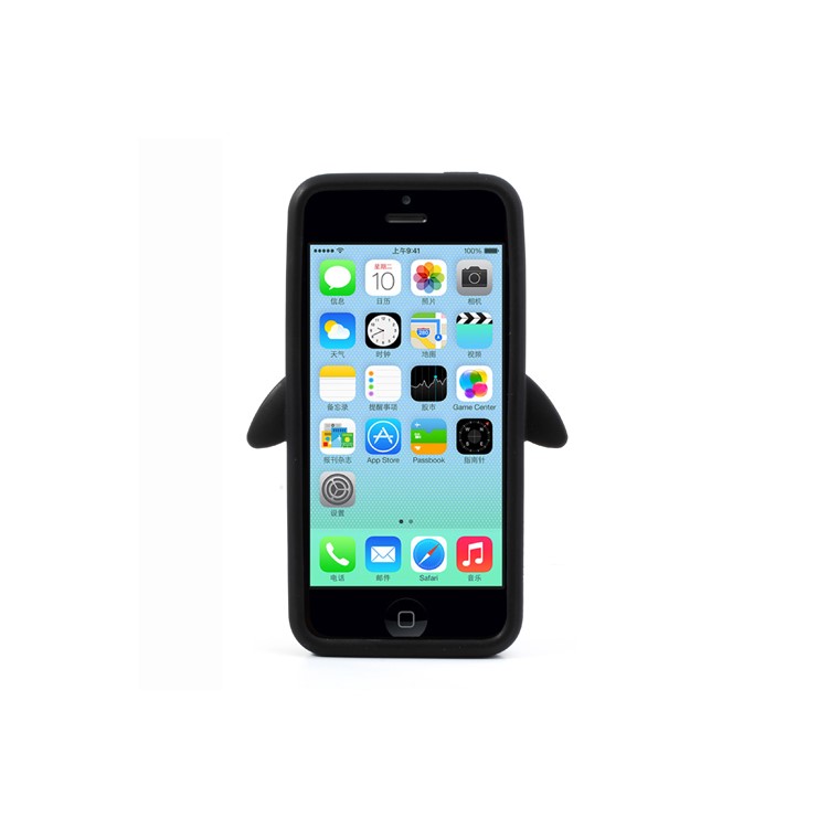 Cute Penguin Silicone Case for iPhone 5c - Black-2