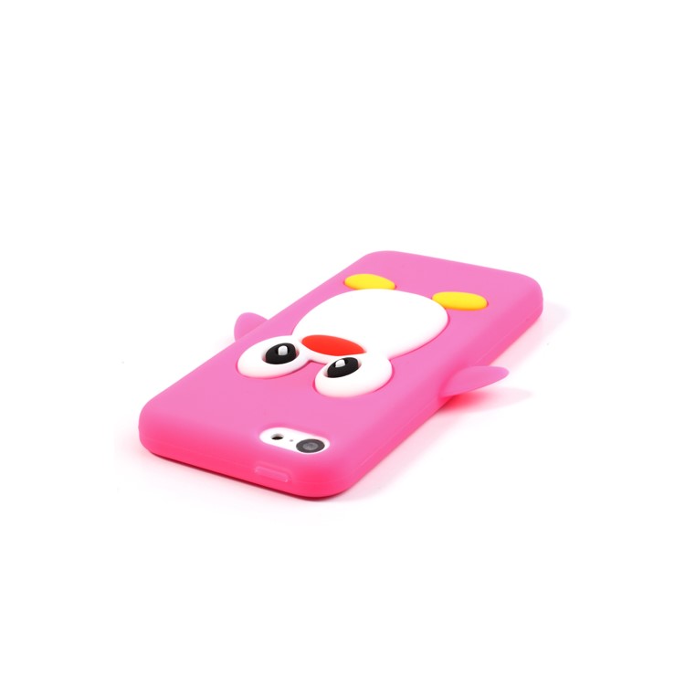 Cute Penguin Silicone Case Shell for iPhone 5c - Rose-3