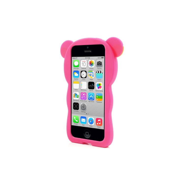 Lovely 3D Bear Silicone Protective Case for iPhone 5c - Rose-3
