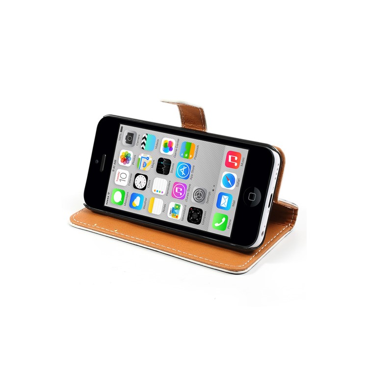 Blue Butterfly for iPhone 5c Phone Protector Leather Case w/ Stand & Card Slots-3