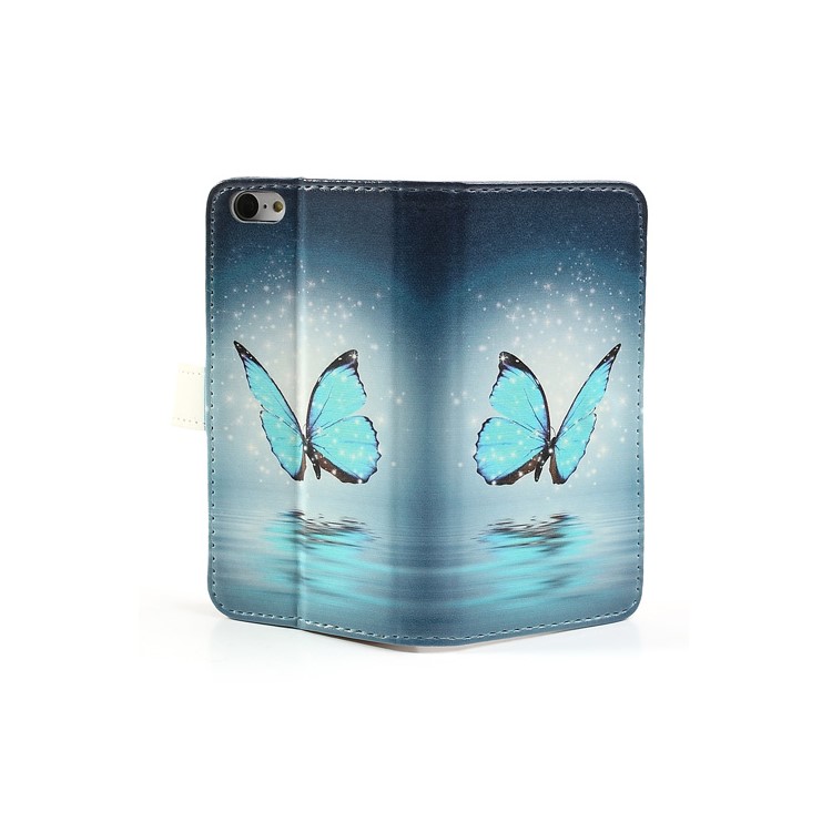 Blue Butterfly for iPhone 5c Phone Protector Leather Case w/ Stand & Card Slots-6